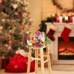 Lofaris Cozy Light Candle Fireplace Tree Christmas Backdrop