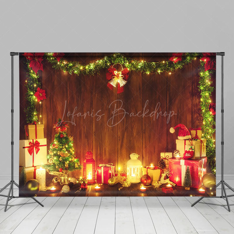 Lofaris Cozy Light Wreath Bell Wood Gift Christmas Backdrop