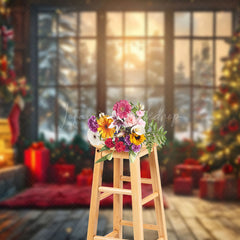 Lofaris Cozy Room Sunrise Snowy Window Christmas Backdrop