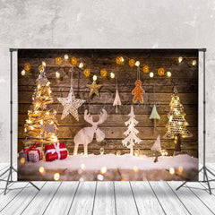 Lofaris Cozy Wood Wall Handmade Reindeer Christmas Backdrop