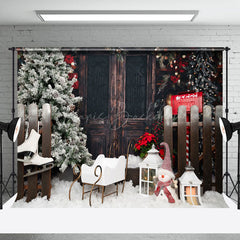 Lofaris Cradle Mailbox Wood Door Skates Christmas Backdrop