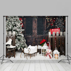 Lofaris Cradle Mailbox Wood Door Skates Christmas Backdrop