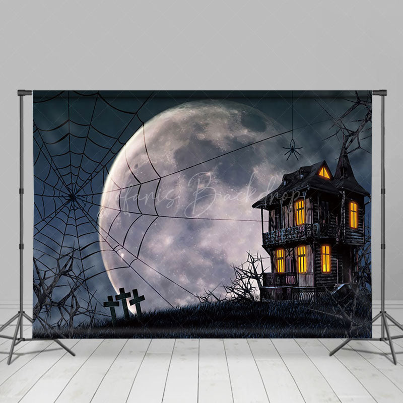 Lofaris Creepy Haunted House Spider Web Halloween Backdrop