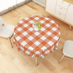 Lofaris Crisp Orange White Checkerboard Rectangle Tablecloth