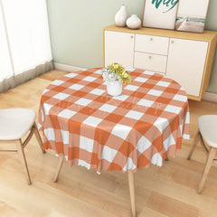 Lofaris Crisp Orange White Checkerboard Rectangle Tablecloth