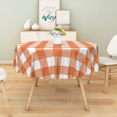 Lofaris Crisp Orange White Checkerboard Rectangle Tablecloth