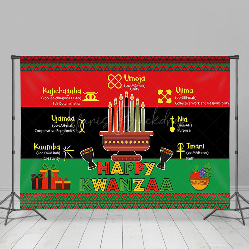 Lofaris Cultural Stripe Traditinal Heritage Kwanzaa Backdrop