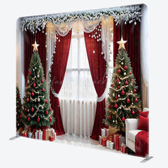 Lofaris Curtain Christmas Tree Window Pillow Case Backdrop