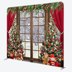 Lofaris Curtain Wood Window Christmas Pillow Case Backdrop