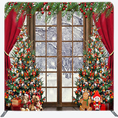 Lofaris Curtain Wood Window Christmas Pillow Case Backdrop