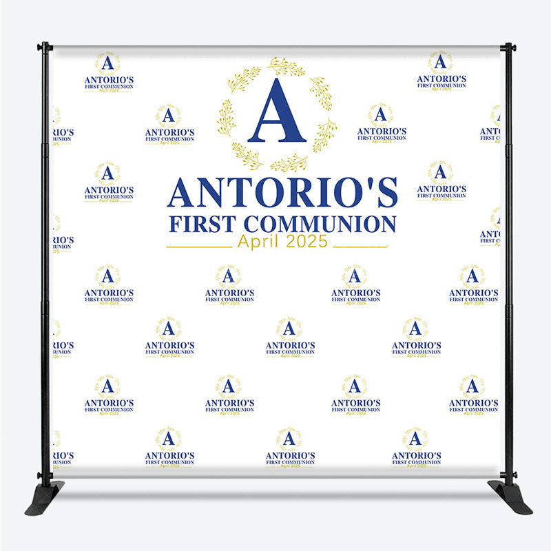 Lofaris Custom Blue Words Step And Repeat Baptism Backdrop