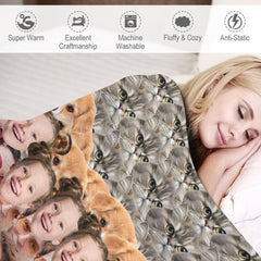 Lofaris Custom Funny Crazy Family Pet Face Heart Blanket