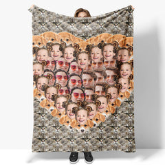 Lofaris Custom Funny Crazy Family Pet Face Heart Blanket