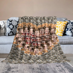 Lofaris Custom Funny Crazy Family Pet Face Heart Blanket