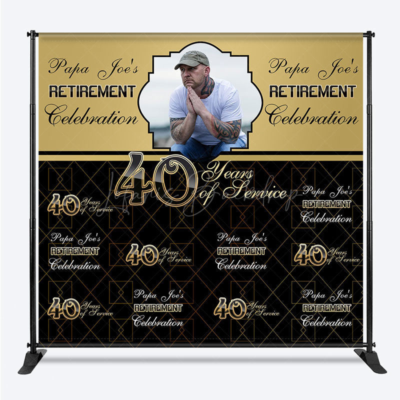 Lofaris Custom Gold Black Step And Repeat Retirement Backdrop