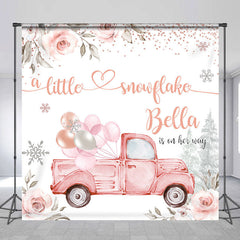 Lofaris Custom Little Snowflake Floral Baby Shower Backdrop