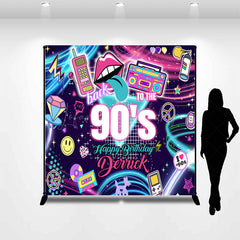 Lofaris Custom Name Back To 90S Disco Music Birthday Backdrop