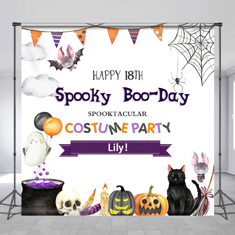 Lofaris Custom Name Birthday Halloween Costume Party Backdrop