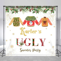 Lofaris Custom Name Christmas Ugly Sweater Party Backdrop