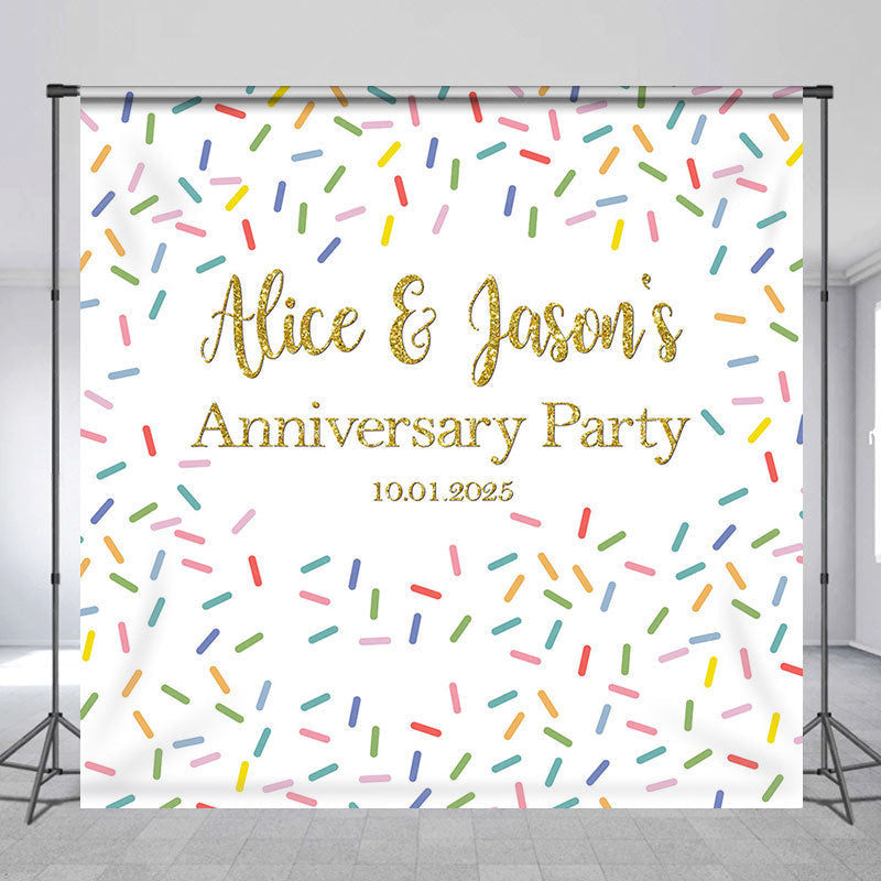 Lofaris Custom Name Colorful Candy Anniversary Party Backdrop