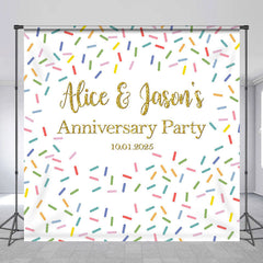 Lofaris Custom Name Colorful Candy Anniversary Party Backdrop