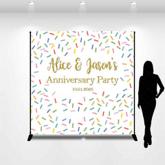 Lofaris Custom Name Colorful Candy Anniversary Party Backdrop