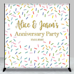 Lofaris Custom Name Colorful Candy Anniversary Party Backdrop