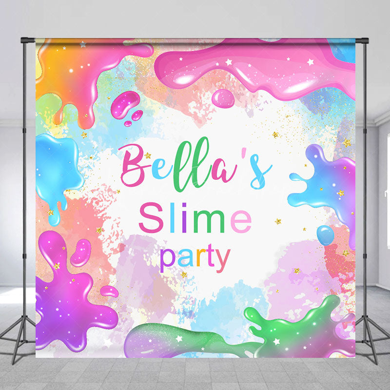 Lofaris Custom Name Colorful Slime Birthday Party Backdrop