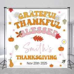 Lofaris Custom Name Date Autumn Vibe Thanksgiving Backdrop