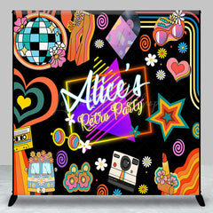 Lofaris Custom Name Disco Musical Black Retro Party Backdrop