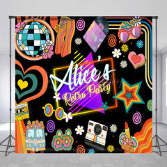 Lofaris Custom Name Disco Musical Black Retro Party Backdrop