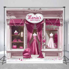 Lofaris Custom Name Elegant Pink Boutique Birthday Backdrop