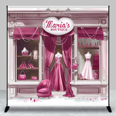 Lofaris Custom Name Elegant Pink Boutique Birthday Backdrop