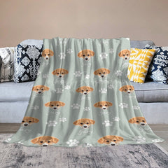 Lofaris Custom Name Funny Cute Paw Patterns Pet Head Blanket