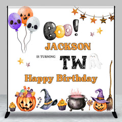 Lofaris Custom Name Halloween Happy 2nd Birthday Backdrop