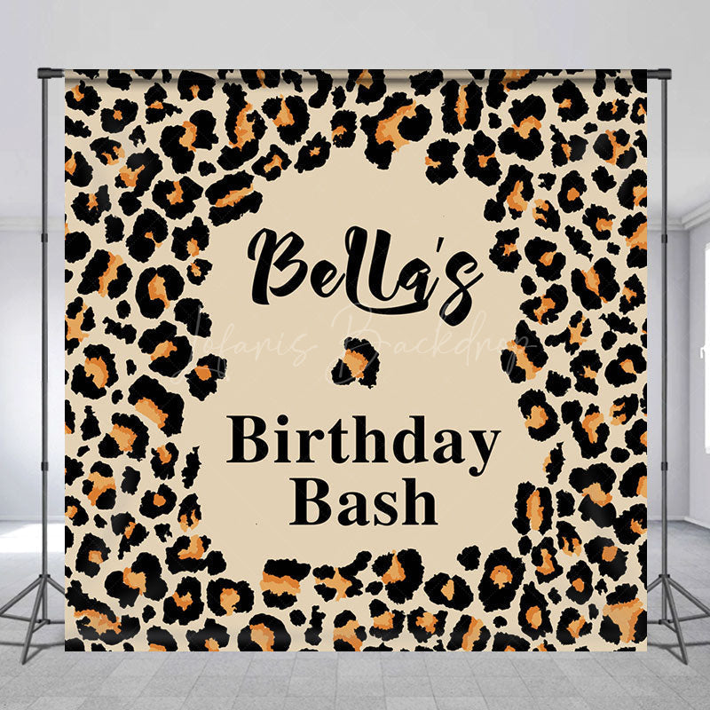 Lofaris Custom Name Leopard Print Birthday Bash Backdrop