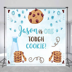 Lofaris Custom Name One Tough Cookie Blue Birthday Backdrop