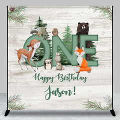 Lofaris Custom Name Safari Wood Grain 1st Birthday Backdrop