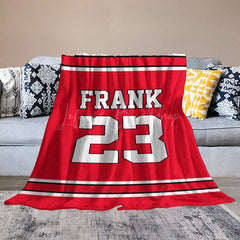 Lofaris Custom Number Name Red White Sport Blanket For Gifts