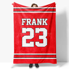 Lofaris Custom Number Name Red White Sport Blanket For Gifts