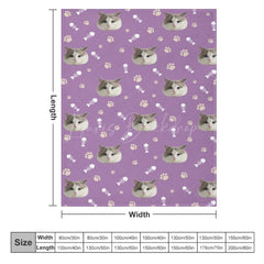 Lofaris Custom Pet Face Photo Paw Fish Print Purple Blanket