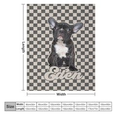 Lofaris Custom Pet Photo Name Grey And White Plaid Blanket