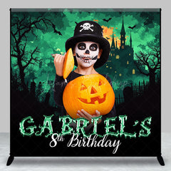 Lofaris Custom Photo Name Halloween 8th Birthday Backdrop