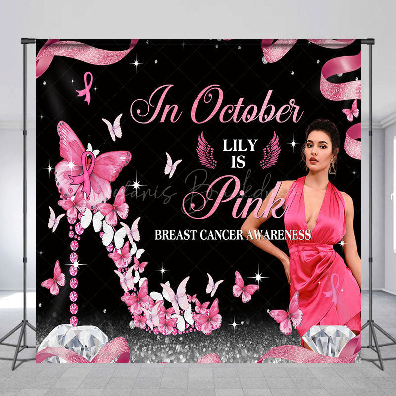 Lofaris Custom Pink Black Breast Cancer Awareness Backdrop