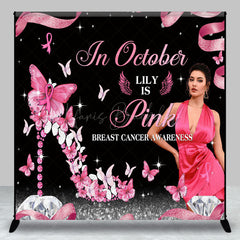 Lofaris Custom Pink Black Breast Cancer Awareness Backdrop