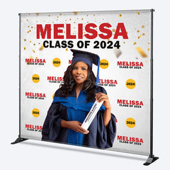 Lofaris Custom Red Confetti Step And Repeat Graduation Backdrop