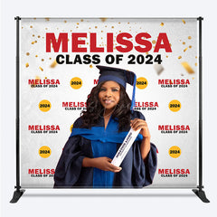 Lofaris Custom Red Confetti Step And Repeat Graduation Backdrop