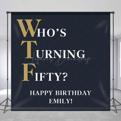 Lofaris Custom Text Name Navy Blue Happy Birthday Backdrop