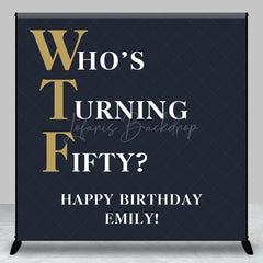 Lofaris Custom Text Name Navy Blue Happy Birthday Backdrop