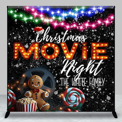 Lofaris Custom White Family Christmas Movie Night Backdrop